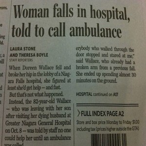If you fall and injure yourself in the hospital, you shouldn't need to call an ambulance. Because the hospital is right there.