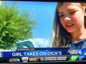 This one is from a news station where I live, by the way. Still, I think they mean Dick's Sporting Goods in this context. But they had to use that caption with a girl looking at her cell phone, a poor choice.