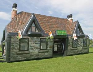 Yes, this is an inflatable Irish pub tent. May not give you authentic Irish cuisine. But it sure has the look nailed flat.