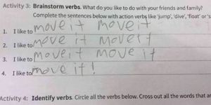 Guess this kid couldn't get that song out of their head. You've probably read it like that, too. 