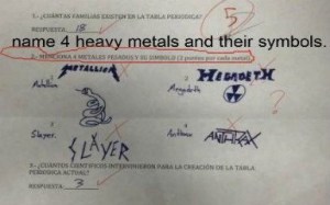 This is chemistry class, not music class. Those heavy metal symbols are wrong. They should be element letters.