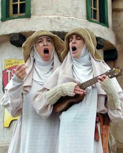 Well, they really seem like they're singing. And they're wearing simple outfits. Not sure if they'd be comfortable.