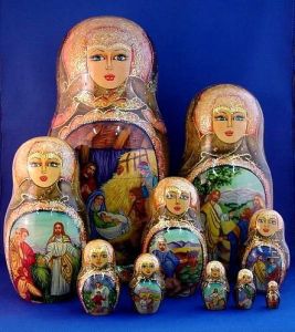 You have a lot of these sets, too. Usually they start at the nativity. This one depicts some of Jesus's miracles and the Good Samaritan.