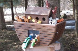 Okay, I know that's not the case with any mailbox. But since this is a Noah's Ark one, I had to put a little biblical humor in this one.