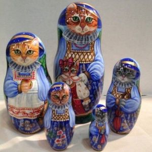 Each of them seem to be in Renaissance costume. I think this is based off an artist who does cat paintings.