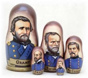 However, I'd take out George B. McClellan and Irving McDowell because one lost the Second Battle of Bull Run while the other was a perpetual chickenshit. Replace with Philip Sheridan and George H. Thomas. Or David Farragut.