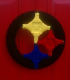 Since it consists of a yarn wreath Steeler logo. Doesn't have anything else too fancy. Just a simple logo.