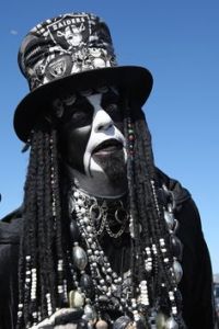 Doesn't help that they dress in creepy black and white costumes. And I sure as hell wouldn't want to run into this guy.