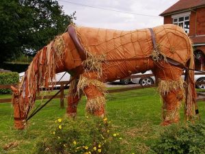 Oh, wait, that is a scarecrow horse. Not sure how it'll scare crows. But you have to admire this person's creativity and effort.