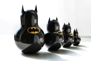 Each one is of Batman in his batsuit and bat logo. Don't ask. Clever.
