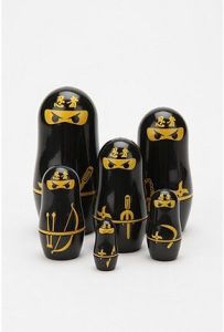 Yes, it's another ninja nesting doll set. But these are dressed and black and have knives on them.