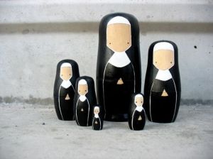 As it turns out this is a set of nun nesting dolls. Guess these were easy to paint. So cute.