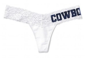 I know why women wear thongs and I'm sure it's not for comfort. But seriously, why did someone think putting NFL names on it was necessary? It's not.