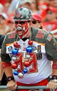 Of course, the baubles around his neck don't make him seem very intimidating. But perhaps he's in a yuletide mood at this point.