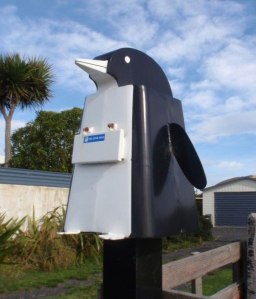 Yes, it's a cute little penguin mailbox. And it's in an environment you'd probably won't see penguins. At least outside of nature shows.