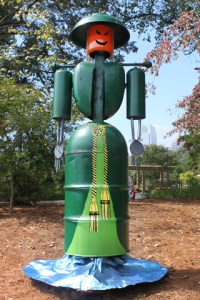 Well, metal barrel anyway. Yet, seems to take form of Scarlett O'Hara's curtain dress with a dash of Wizard of Oz.