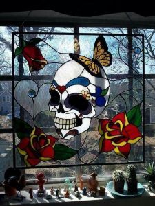 This one has roses with a butterfly. Not very decorative but surely fitting.