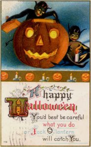 From I-Mockery: "I could care less about the Jack-O-Lantern... I'm more concerned about what will happen if the two little demons catch me." Same here.