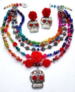 Contains roses as well as beads in rainbow colors. Yes, seems morbid but we're talking about a holiday centering around death here.