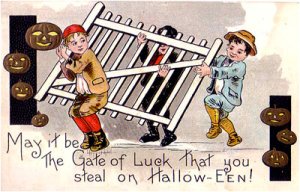 From I-Mockery: "Well, now we know why they were stealing it... they were stealing the Gate of Luck! Of course! Why didn't I think of that! If there's one thing I like to do every Halloween, it's stealing gates from people's homes!"