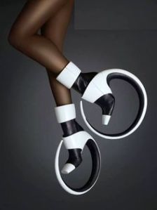 Seems like you'd find someone wearing in TRON. And even then, I'm not sure how anyone could walk in these.