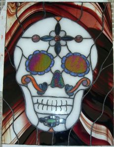 Well, it's an elaborate skull to say so myself. Love the eyes and forehead. Yes, I know a lot of these decorations contain skulls. But what do you expect?