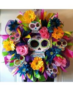 Sure it might just be a normal flower wreath without the decorated skulls. But it's nevertheless stunning.