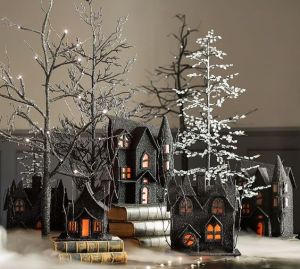 Helps if the light from the inside, too. Also if you add some trees that light up as well.