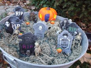 Well, there's a pumpkin house and even more imposing grave stones surrounding it. Not sure if it's a place for giants staffed by wee folk or what.