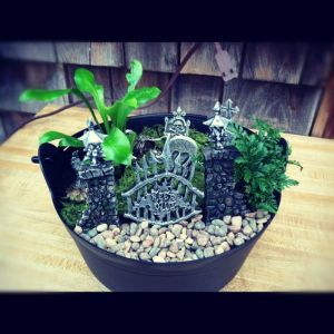 Since it specifically states to keep out despite that cemeteries are technically public parks. Love the decor on this.