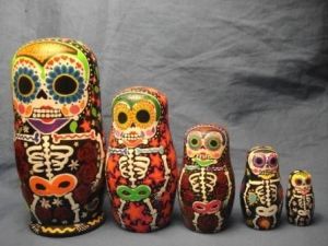 Well, they're just as morbid as the other set. But they seem to have a lot of colorful decor on them.