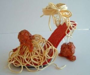 Even comes covered in spaghetti and meatballs. Hope it doesn't make a mess.