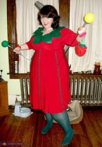 Yes, she has two pins in her and she knows how to use them. Like how she's dressed like the traditional tomato.