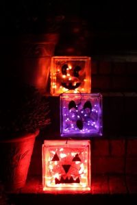 Come in orange, purple, and pink. And with different faces for each. Clever.