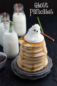 Just try not to eat the whole stack. But the ghost is topped with some ghoulish whipped cream.