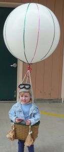 No, this isn't Balloon Boy. This is just a kid dressed as a hot air balloon. And it's adorable.