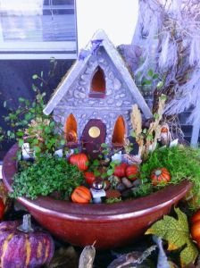 Love the nice purple house among the pumpkins. Really makes it seem haunted, but not too scary.