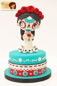 Well, she is surrounded by skulls but she's not supposed to be scary. Actually quite adorable to tell you the truth.