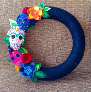 Well, it only has a few skulls on it along with some flowers. But I do think it goes great with any front door.