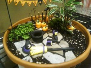 Seems like everything but her shoes, hat, broomstick, and cauldron disappeared. Love the tree though.