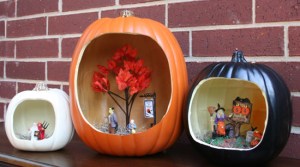 These seem to have a more vintage look to them. Two have trick or treaters. One has a witch.