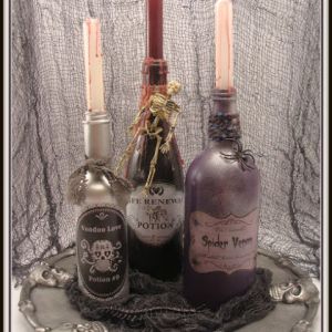 I guess potion bottles aren't that hard to do. After you paint them, just stick a candle in and you're done.