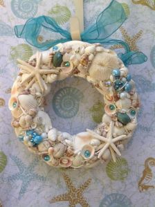 Well, it's a lighter shell wreath with some unconventional seashells. But it's nevertheless unique.