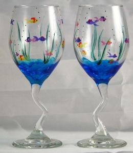 These have an underwater scene to them. The glass handles are even wavy as well.