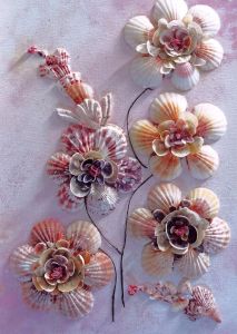 Yes, this is a seashell flower arrangement. Yes, it probably took a lot of time and energy to make. But it's surely a thing of beauty.