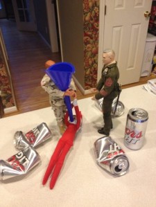 And it seems the GI Joes had him drink a lot of beer in the meantime. Wait until Santa hears about this.