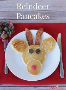 Yes, this doesn't constitute the healthiest yuletide breakfast. But I'm sure Rudolph's pancake face will give someone a smile.