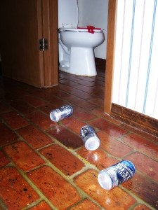 From what I could tell, he at least had 3 beers. Yeah, that's what a night drinking can do to you.