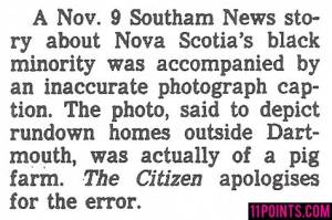 Guess Nova Scotia's black residents won't be happy about this. And you thought racism was an American thing.