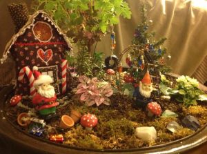 There's even some semblance of a gingerbread house, too. Like the lights on the trees and the tire swing though.